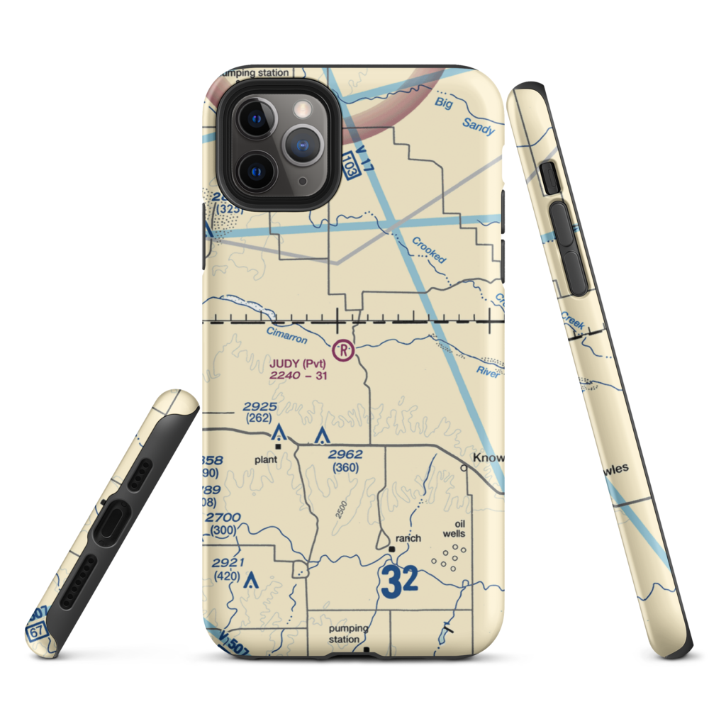 Judy Ranch Airport (OK39) VFR Sectional  Tough iPhone Case iPhone 11 Pro Max model shown