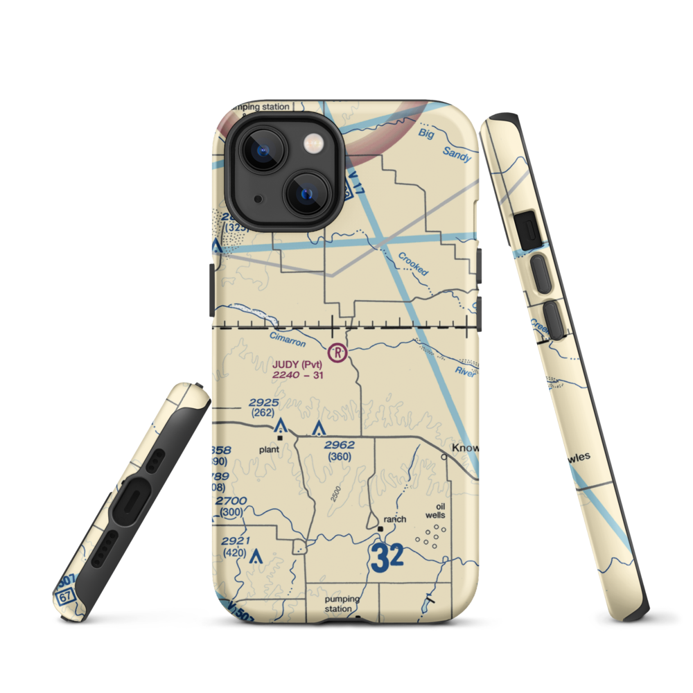 Judy Ranch Airport (OK39) VFR Sectional  Tough iPhone Case iPhone 13 model shown