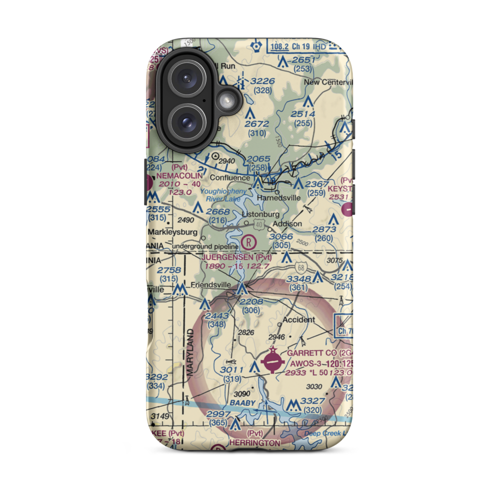 Juergensen Airpark and Maritime Facility Airport (PS27) VFR Sectional  Tough iPhone Case iPhone 16 Plus model shown