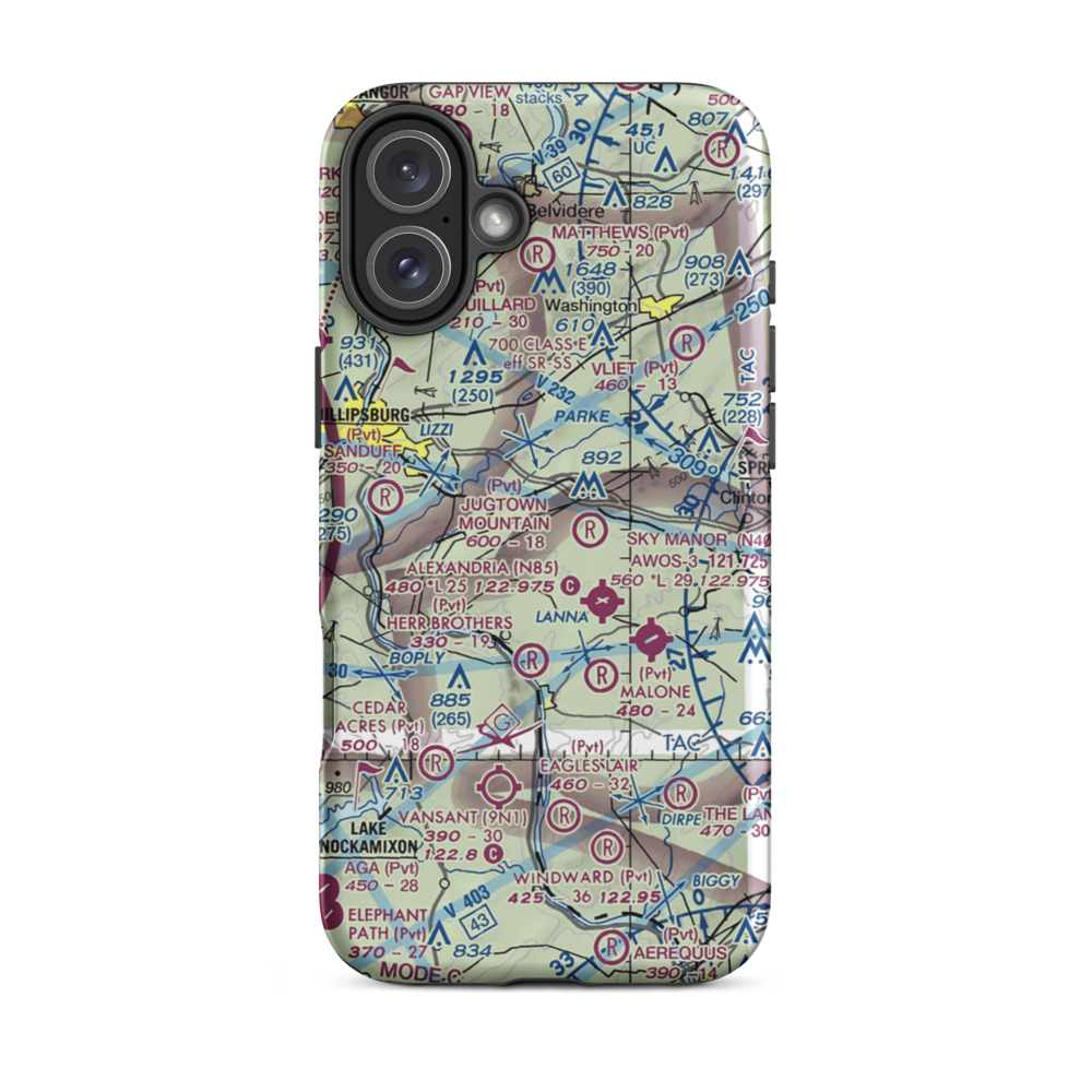 Jugtown Mountain Airport (2NJ1) VFR Sectional  Tough iPhone Case iPhone 16 Plus model shown