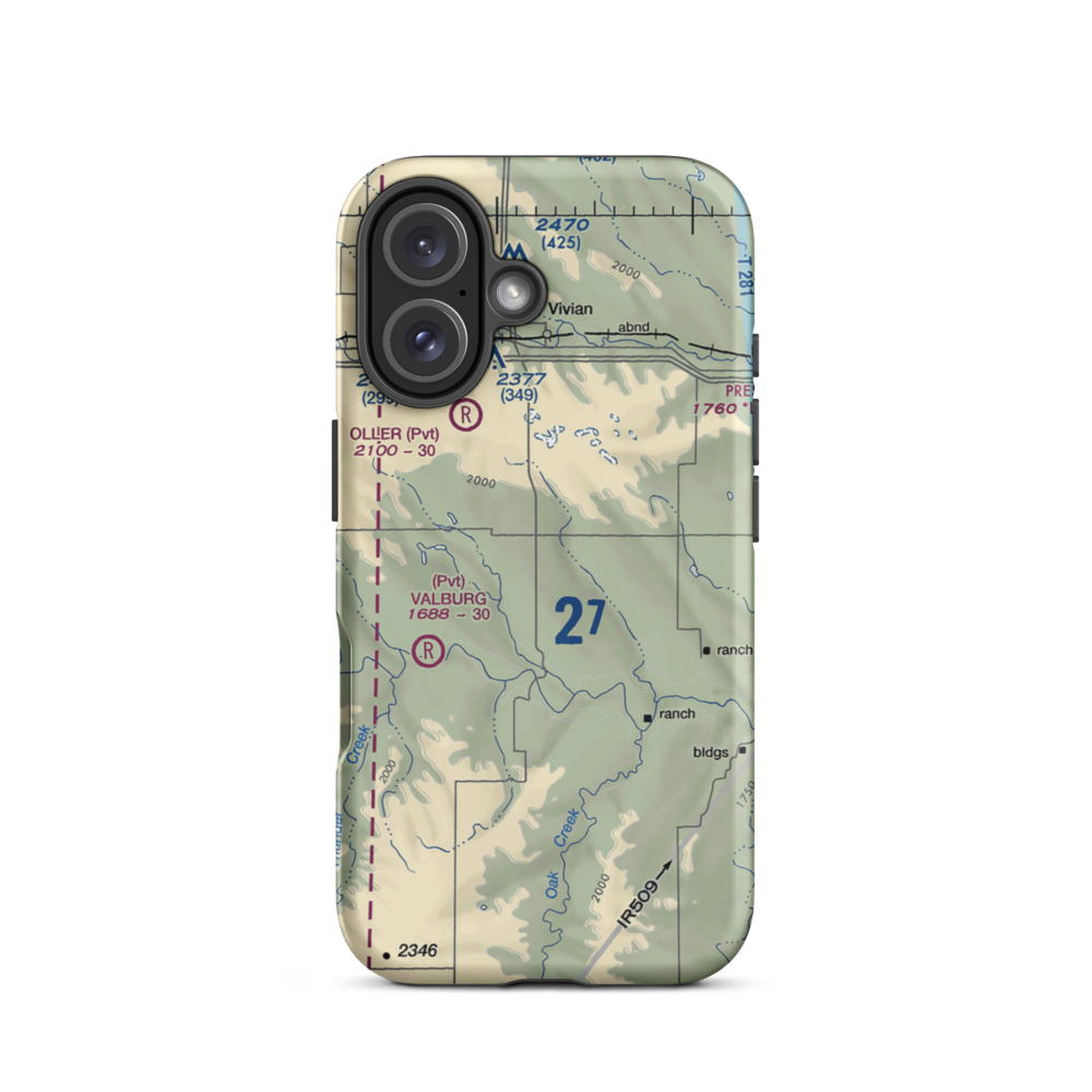 Juhnke Airport (0SD8) VFR Sectional  Tough iPhone Case iPhone 16 model shown