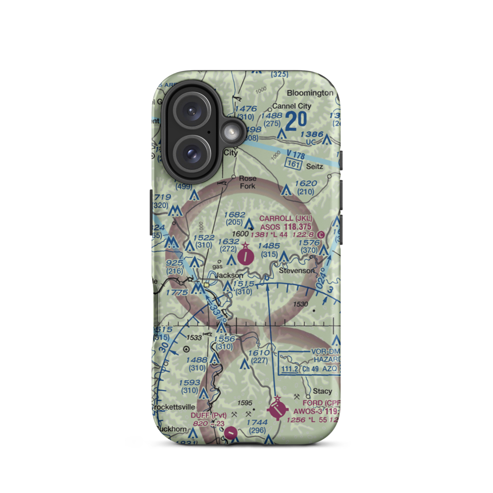 Julian Carroll Airport (JKL) VFR Sectional  Tough iPhone Case iPhone 16 model shown