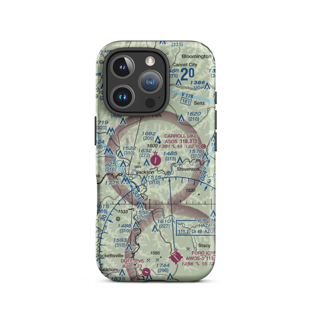 Julian Carroll Airport (JKL) VFR Sectional  Tough iPhone Case iPhone 16 Pro model shown