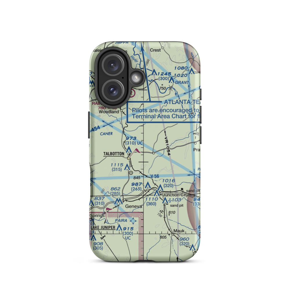Jumpin J Airport (GA08) VFR Sectional  Tough iPhone Case iPhone 16 model shown