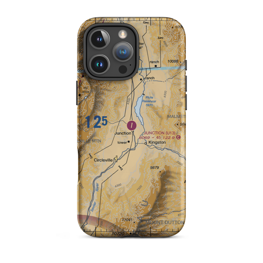 Junction Airport (U13) VFR Sectional  Tough iPhone Case iPhone 16 Pro Max model shown