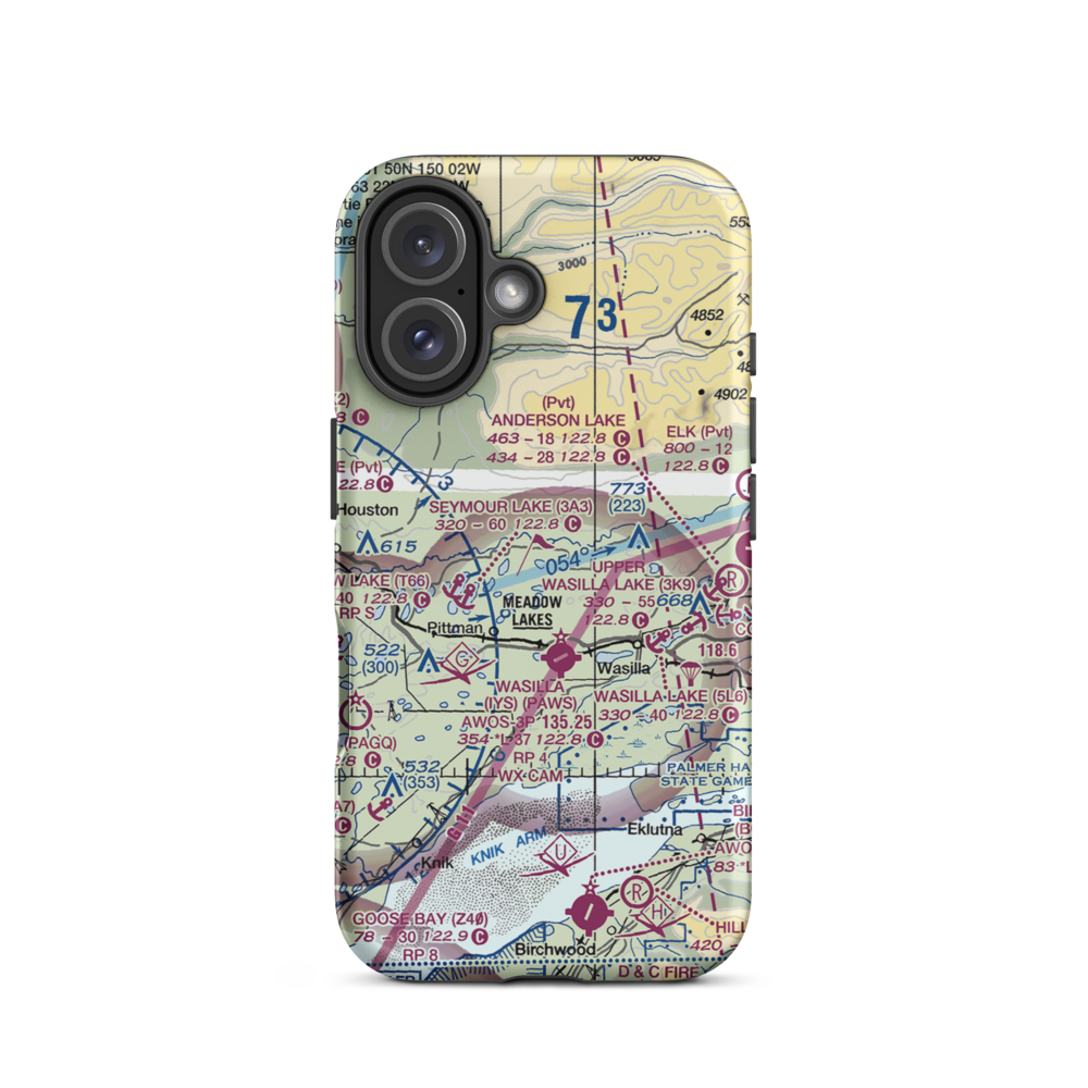 June Lake Seaplane Base (66AK) VFR Sectional  Tough iPhone Case iPhone 16 model shown