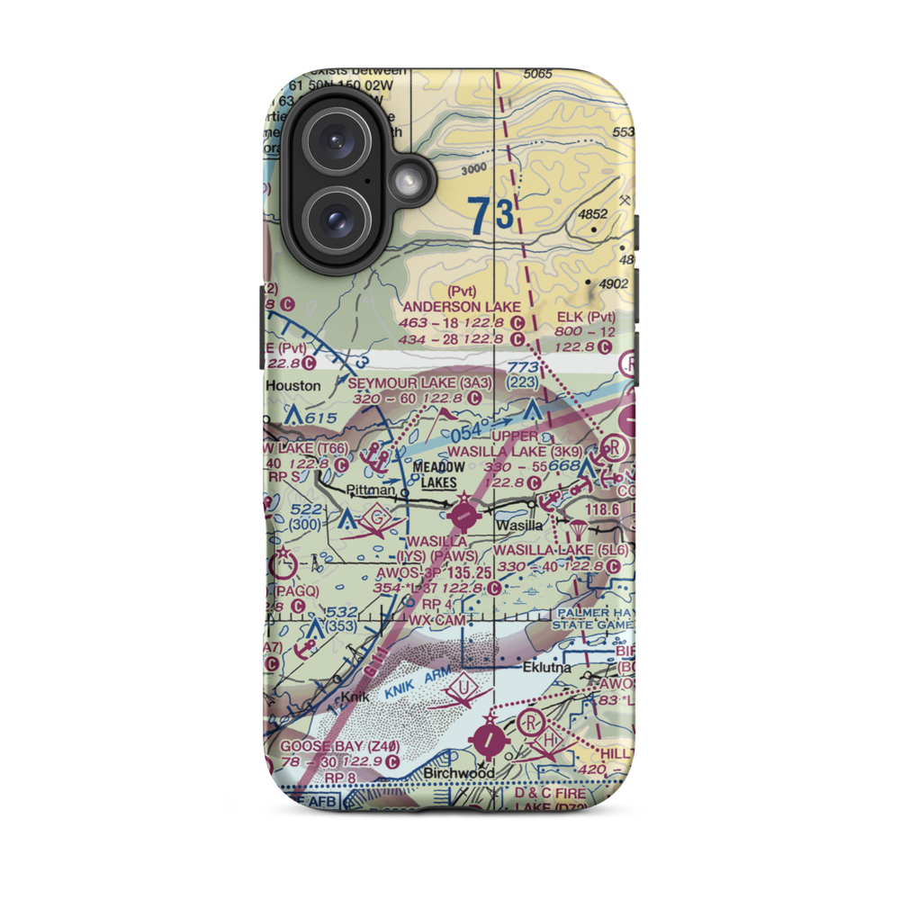 June Lake Seaplane Base (66AK) VFR Sectional  Tough iPhone Case iPhone 16 Plus model shown