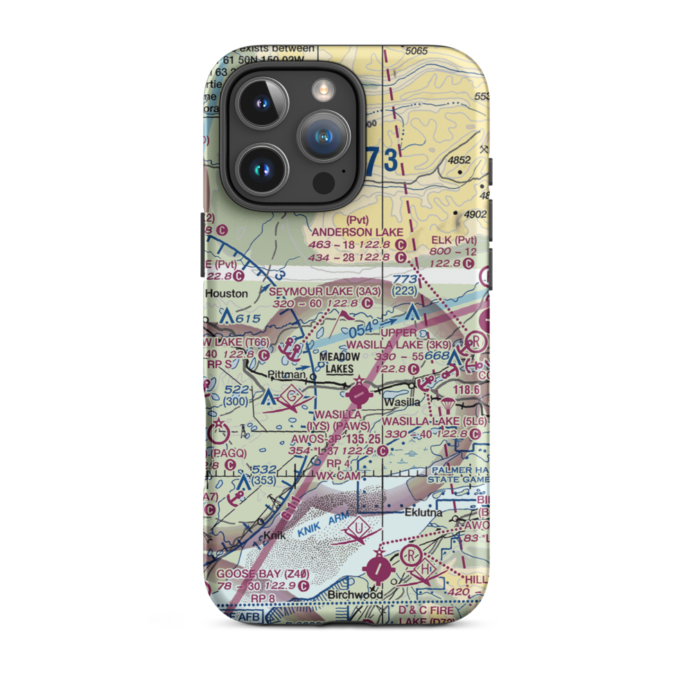 June Lake Seaplane Base (66AK) VFR Sectional  Tough iPhone Case iPhone 16 Pro Max model shown