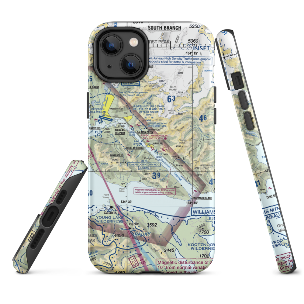 Juneau Harbor Seaplane Base (5Z1) VFR Sectional  Tough iPhone Case iPhone 14 Plus model shown
