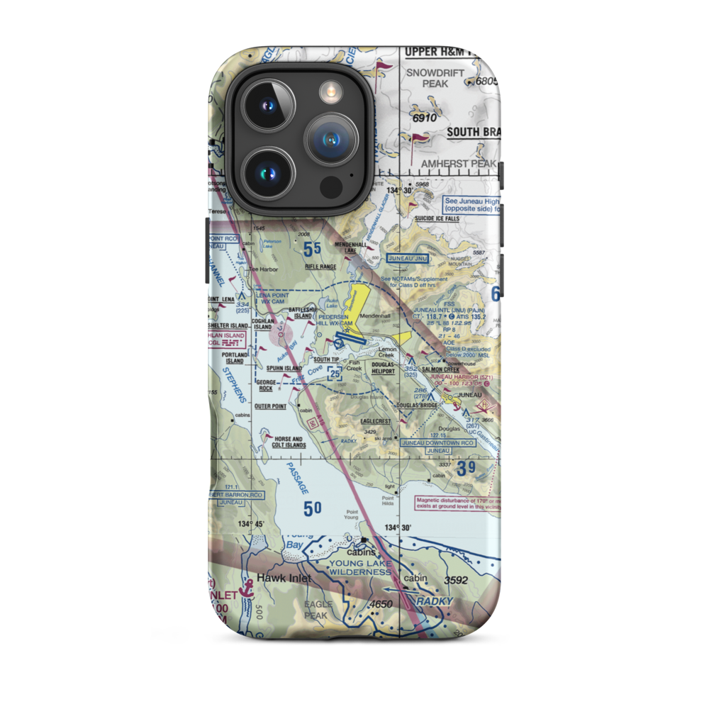 Juneau International Airport (JNU) VFR Sectional  Tough iPhone Case iPhone 16 Pro Max model shown