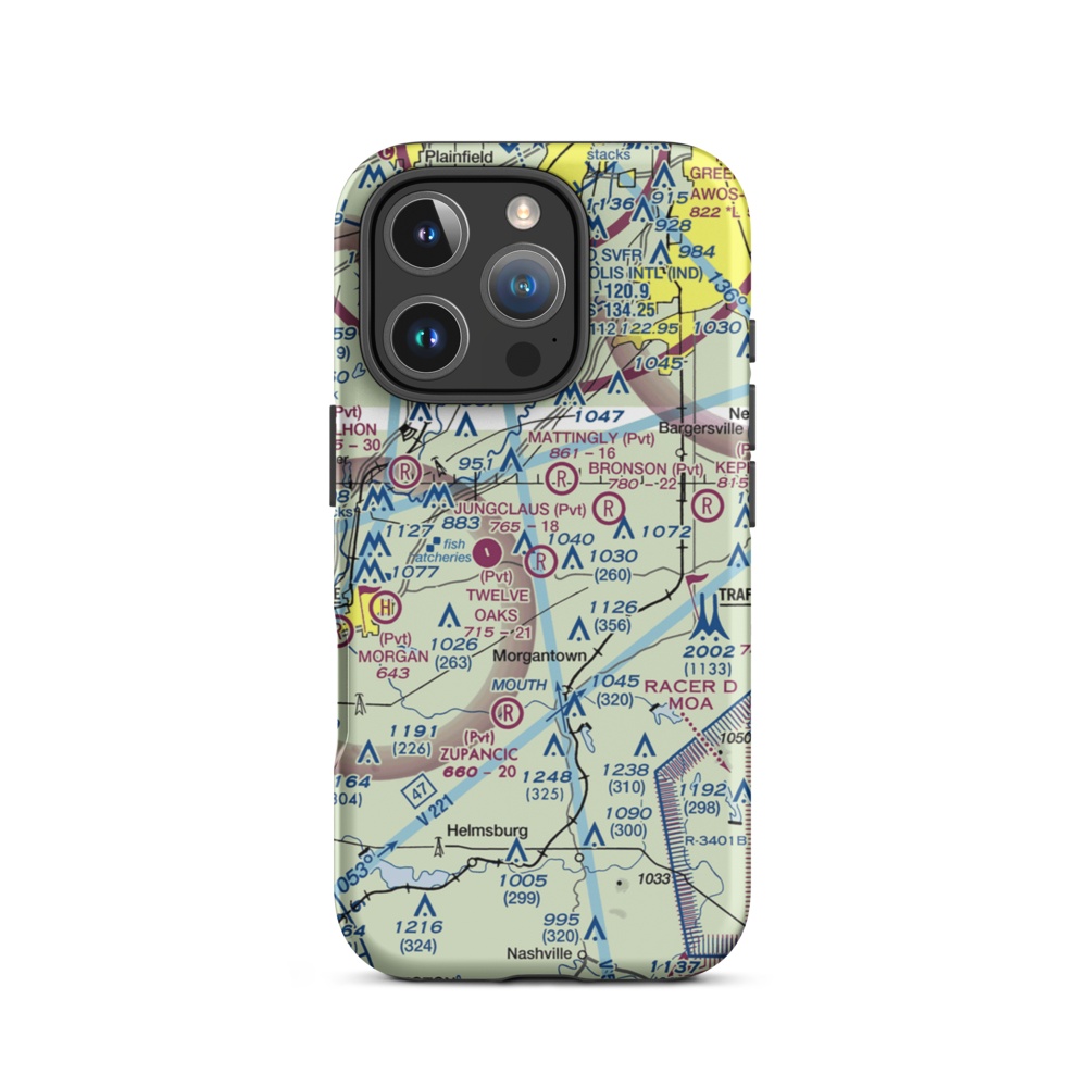 Jungclaus Airport (IN20) VFR Sectional  Tough iPhone Case iPhone 16 Pro model shown