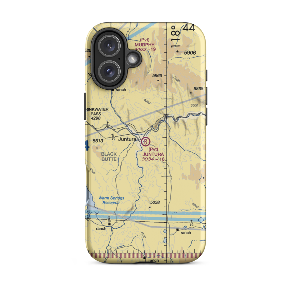 Juntura Airport (OR14) VFR Sectional  Tough iPhone Case iPhone 16 Plus model shown