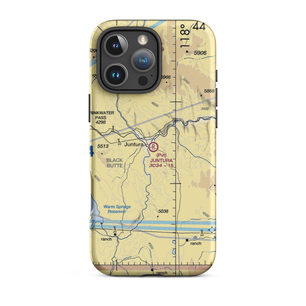 Juntura Airport (OR14) VFR Sectional  Tough iPhone Case iPhone 16 Pro Max model shown