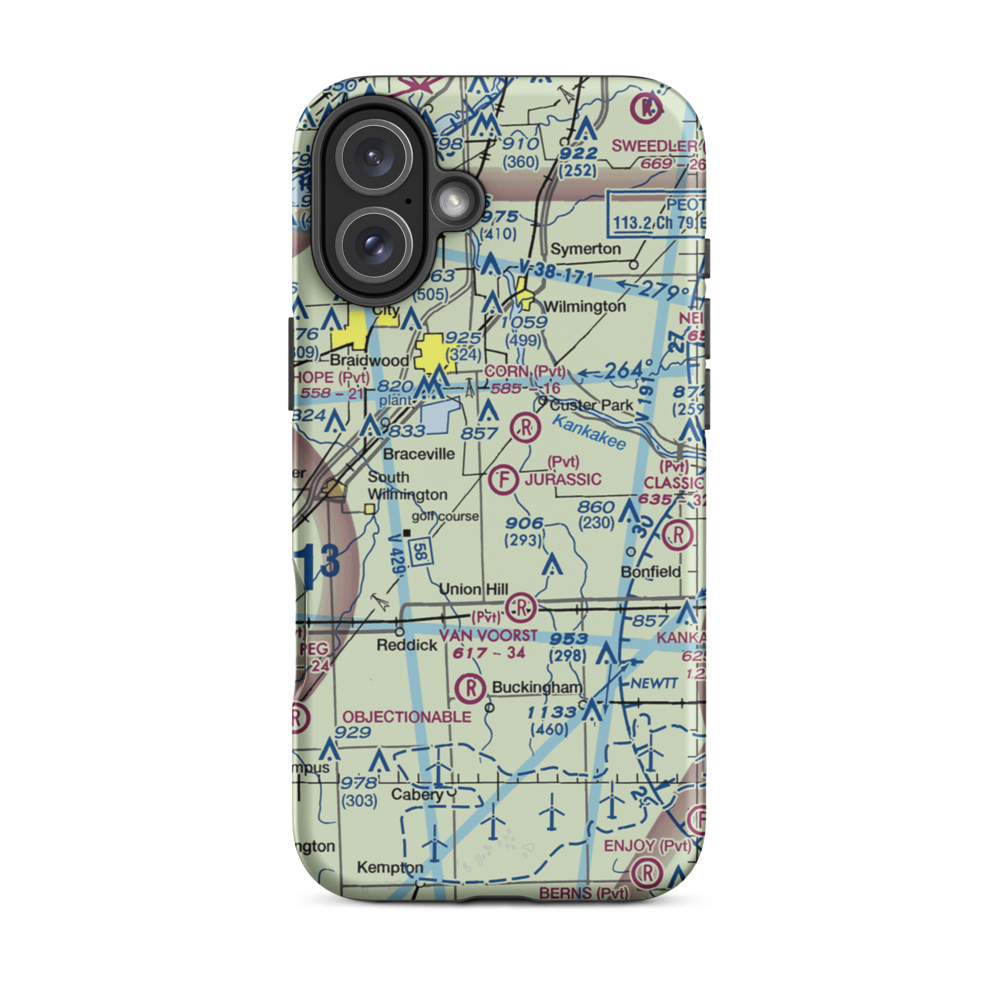 Jurassic Landings Ultralightport (II31) VFR Sectional  Tough iPhone Case iPhone 16 Plus model shown