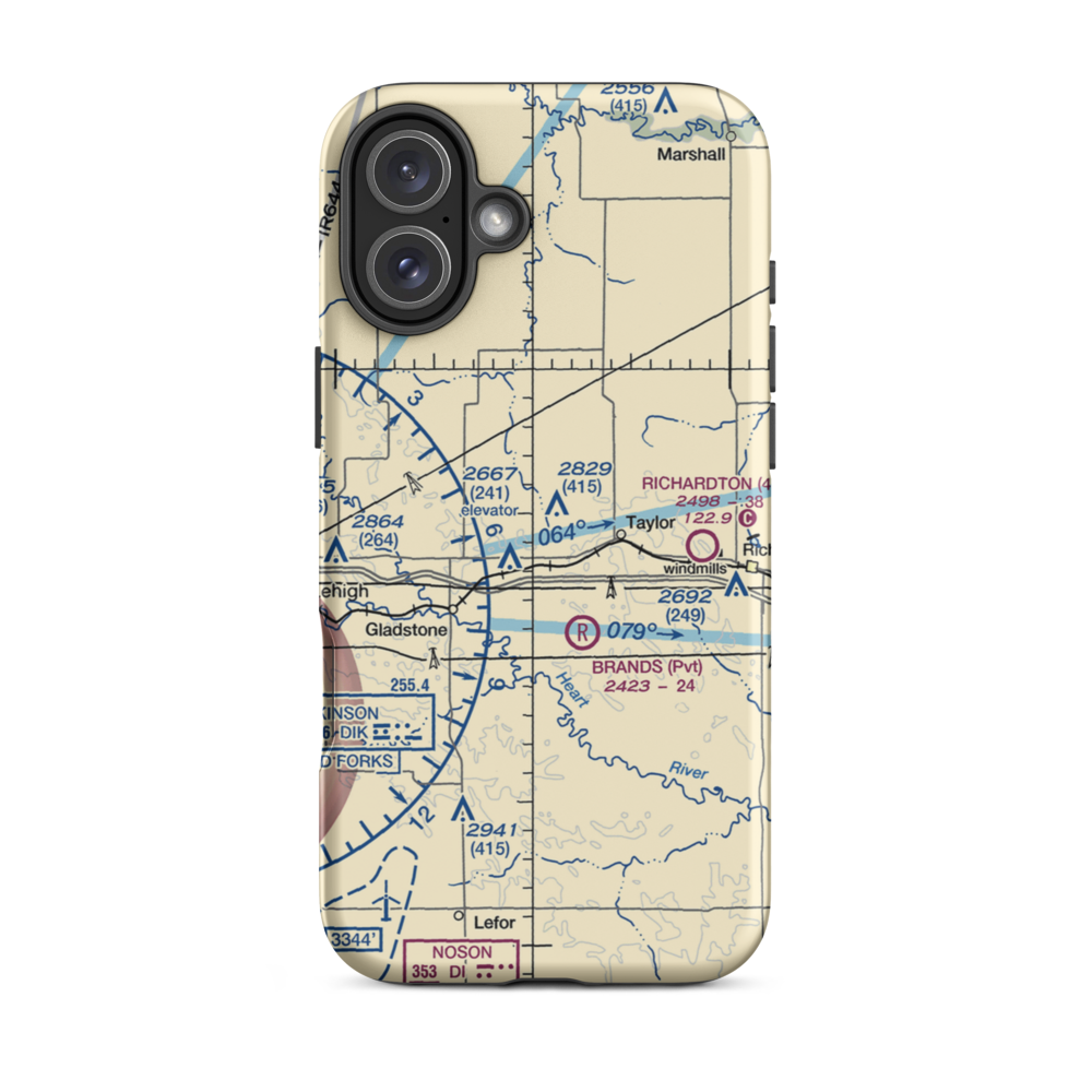 Jurgens Airstrip (75ND) VFR Sectional  Tough iPhone Case iPhone 16 Plus model shown