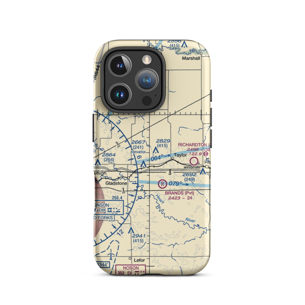 Jurgens Airstrip (75ND) VFR Sectional  Tough iPhone Case iPhone 16 Pro model shown