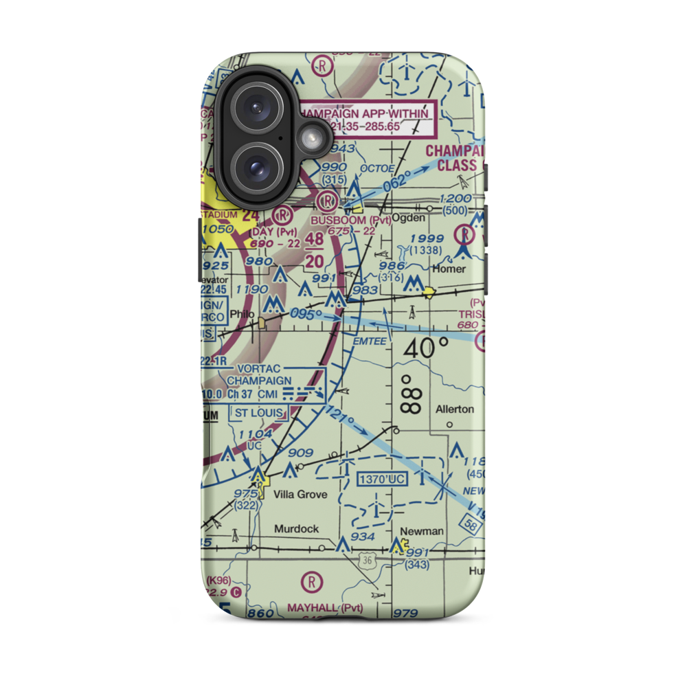 Justus Airport (2LL5) VFR Sectional  Tough iPhone Case iPhone 16 Plus model shown