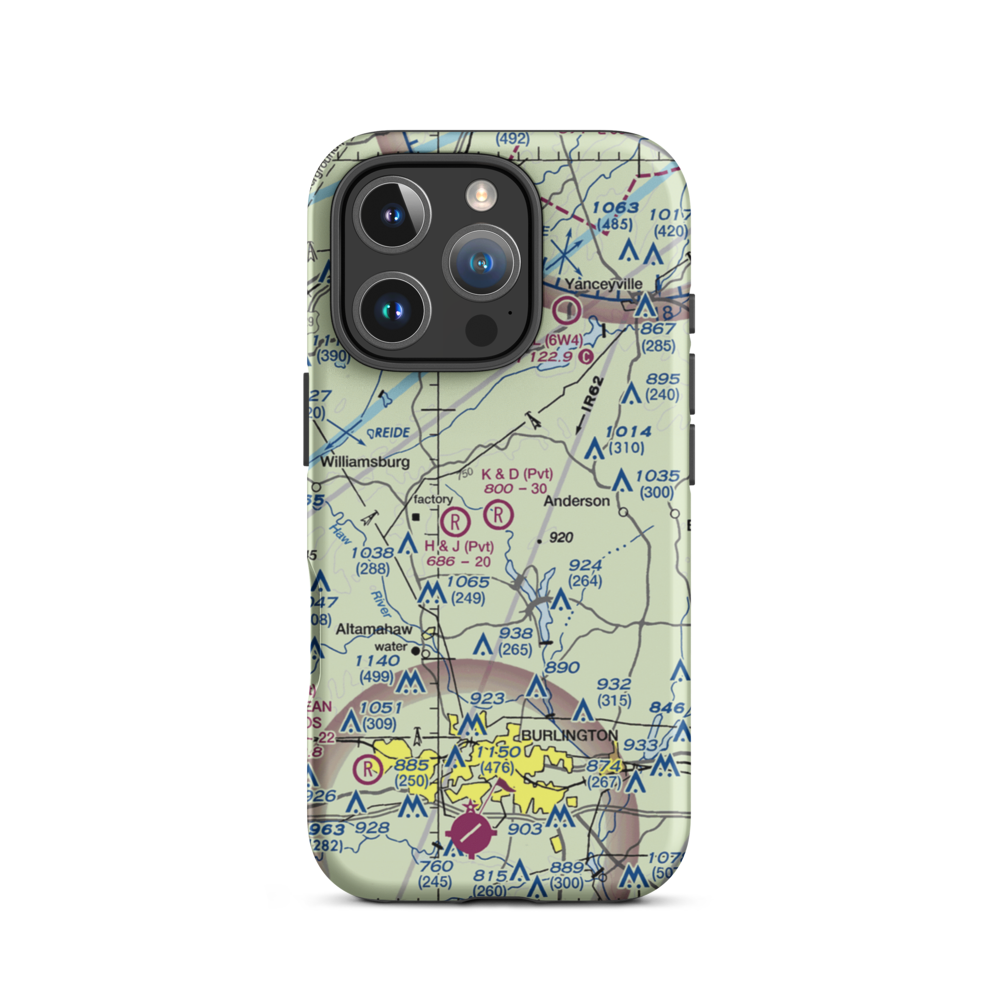 K & D Airport (71NC) VFR Sectional  Tough iPhone Case iPhone 16 Pro model shown