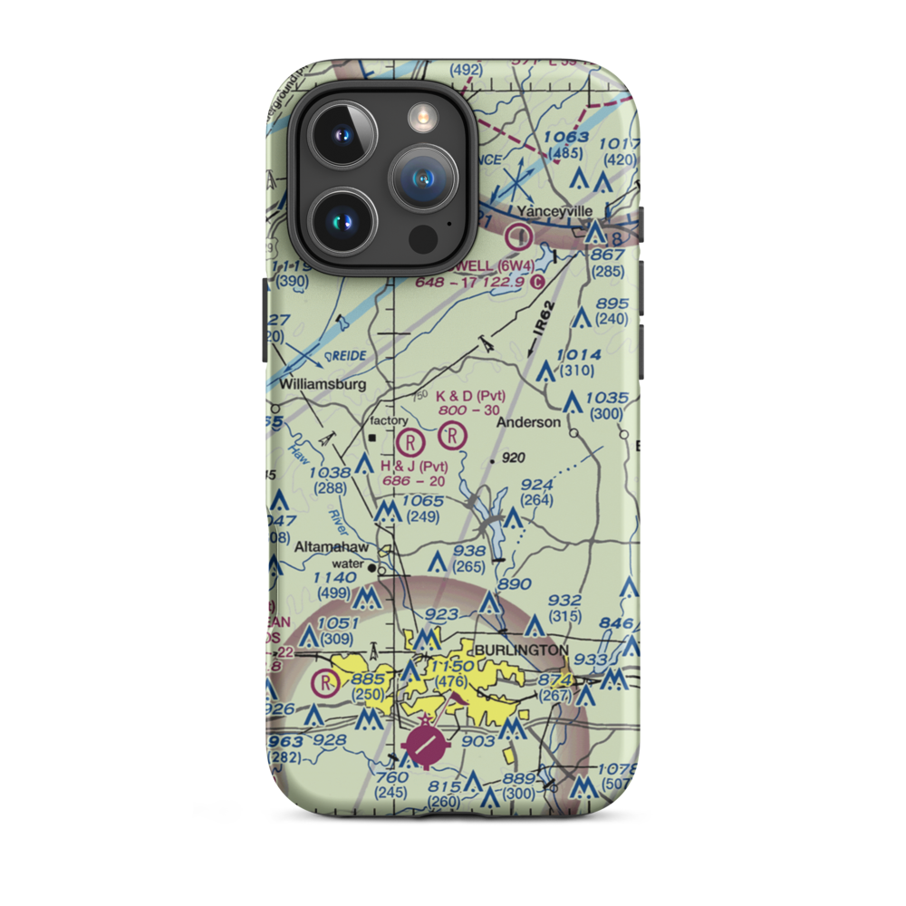 K & D Airport (71NC) VFR Sectional  Tough iPhone Case iPhone 16 Pro Max model shown