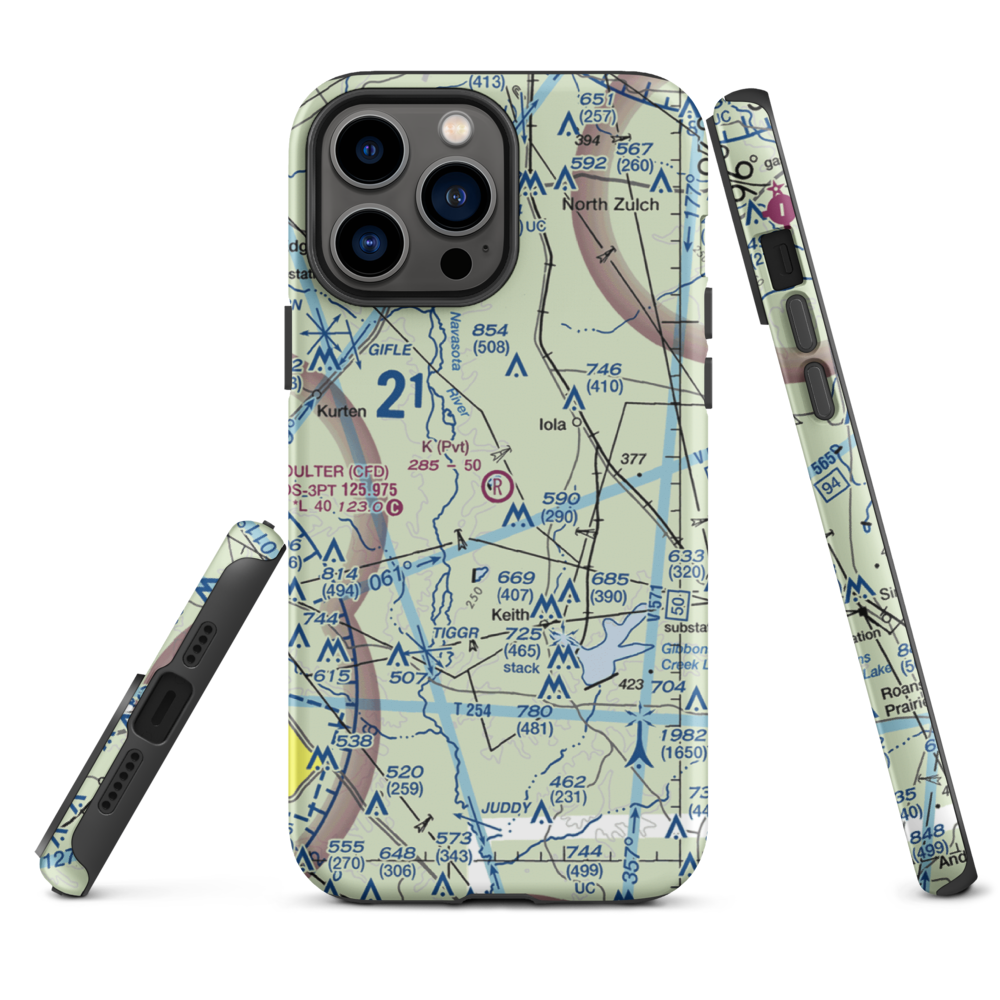 K Ranch Airport (3TE0) VFR Sectional  Tough iPhone Case iPhone 13 Pro Max model shown