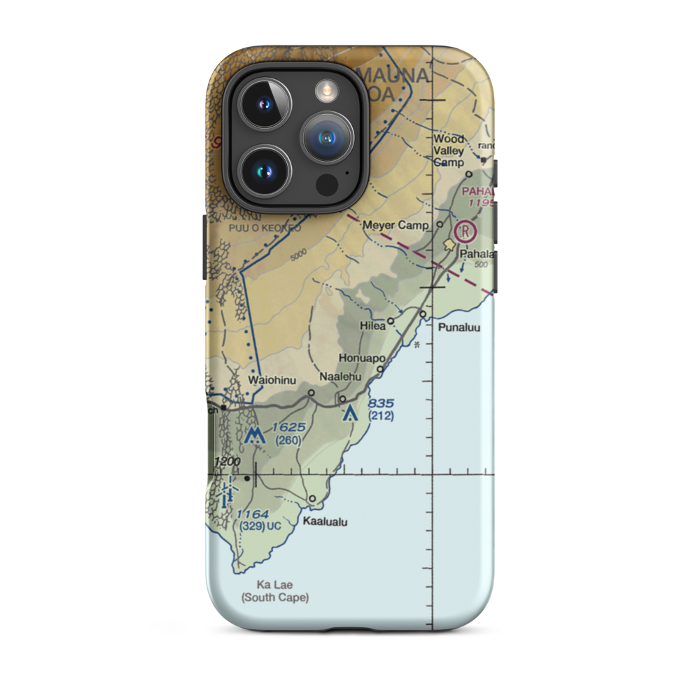 Kaalaiki Airstrip (HI25) VFR Sectional  Tough iPhone Case iPhone 16 Pro Max model shown