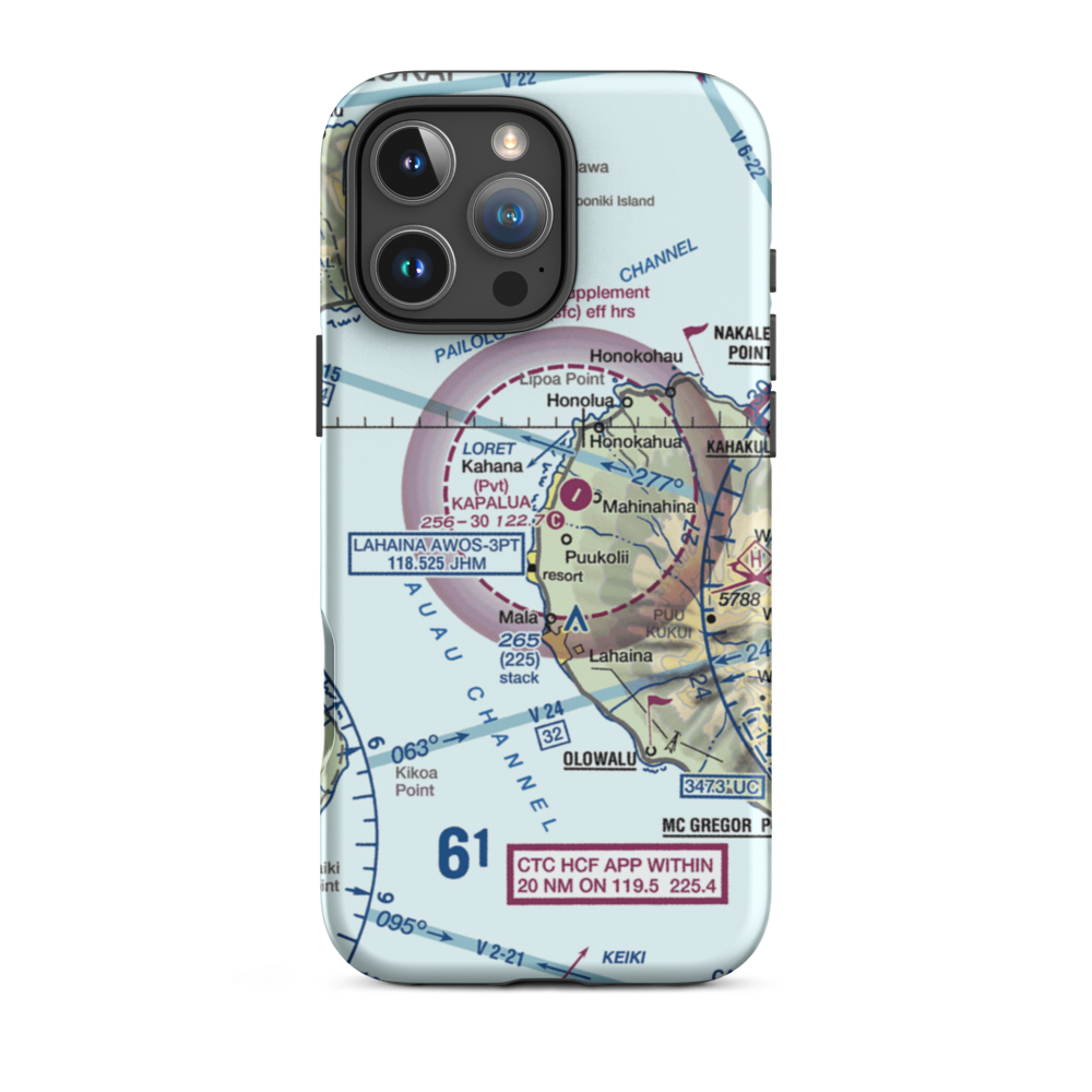Kaanapali Airport (HKP) VFR Sectional  Tough iPhone Case iPhone 16 Pro Max model shown