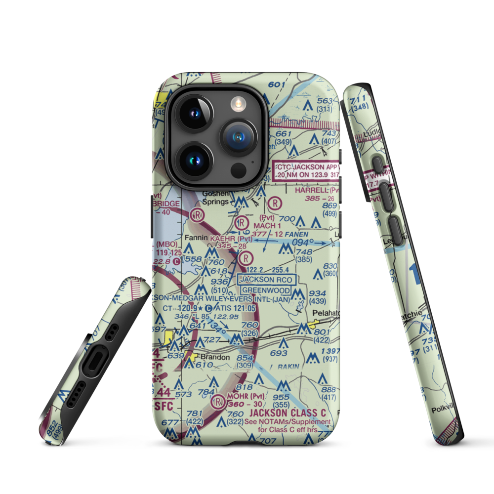 Kaehr Airport (6MS6) VFR Sectional  Tough iPhone Case iPhone 15 Pro model shown