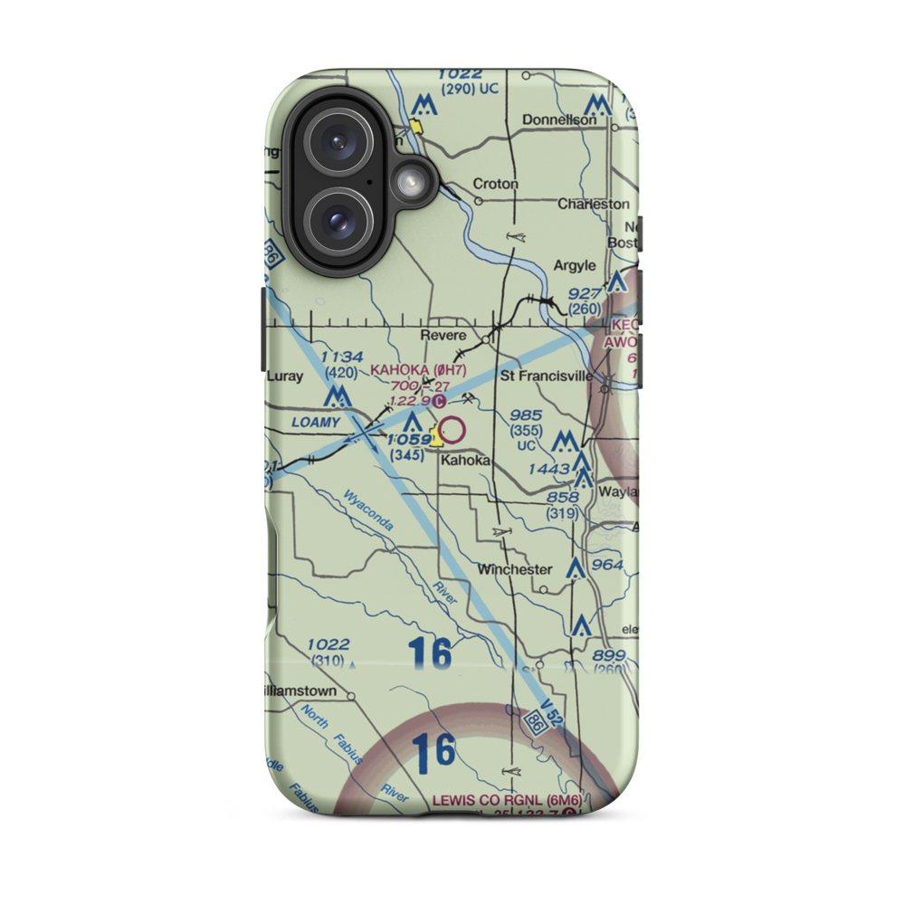 Kahoka Municipal Airport (0H7) VFR Sectional  Tough iPhone Case iPhone 16 Plus model shown