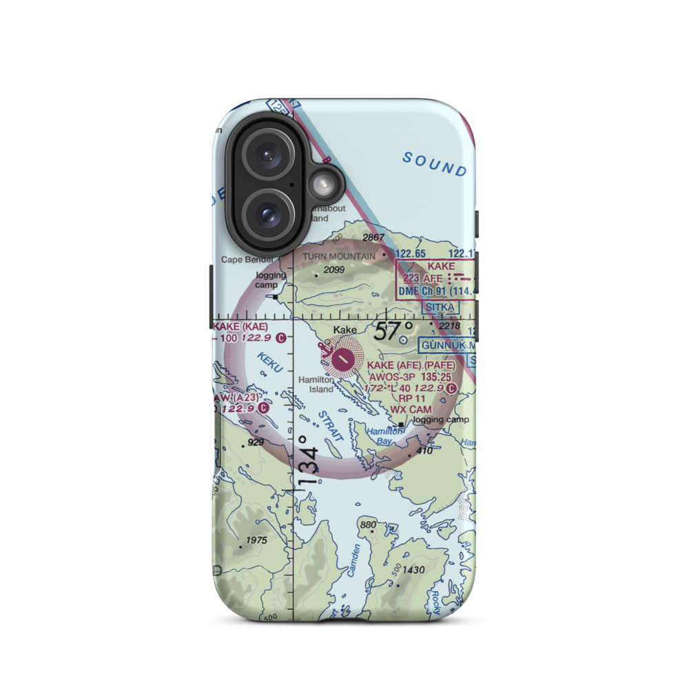 Kake Airport (AFE) VFR Sectional  Tough iPhone Case iPhone 16 model shown