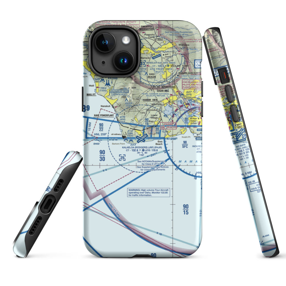 Kalaeloa Airport (JRF) VFR Sectional  Tough iPhone Case iPhone 15 Plus model shown