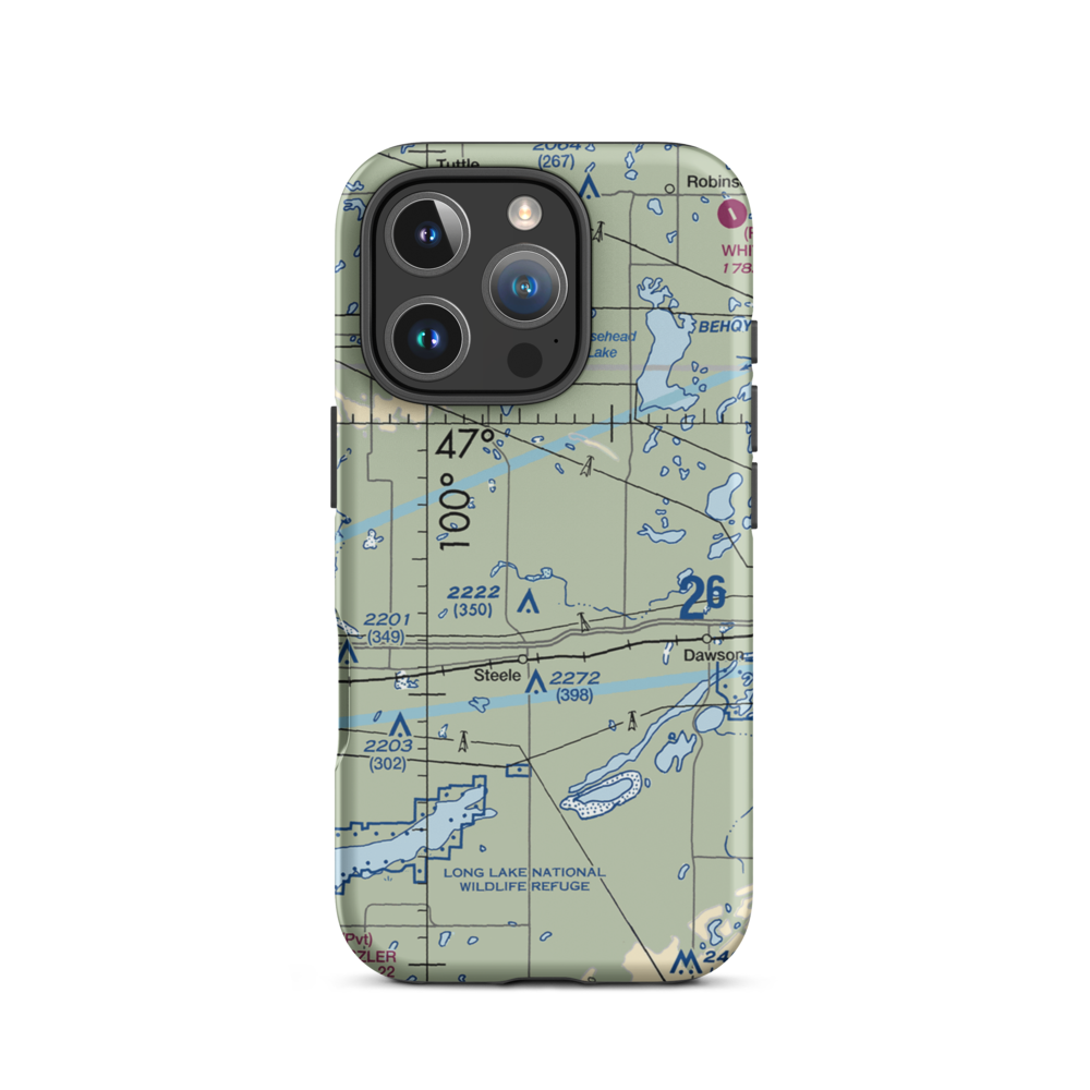 Kalainov Private Airport (ND32) VFR Sectional  Tough iPhone Case iPhone 16 Pro model shown