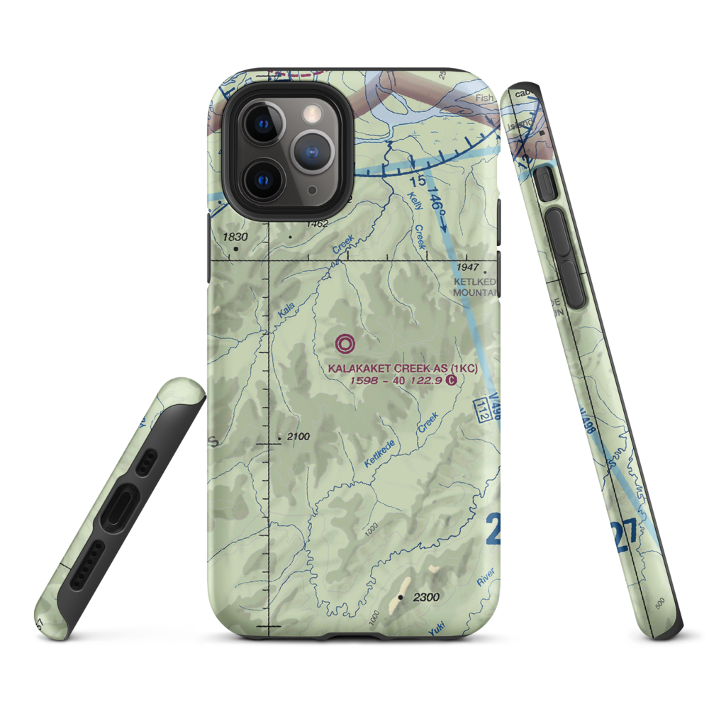 Kalakaket Creek AS Airport (1KC) VFR Sectional  Tough iPhone Case iPhone 11 Pro model shown