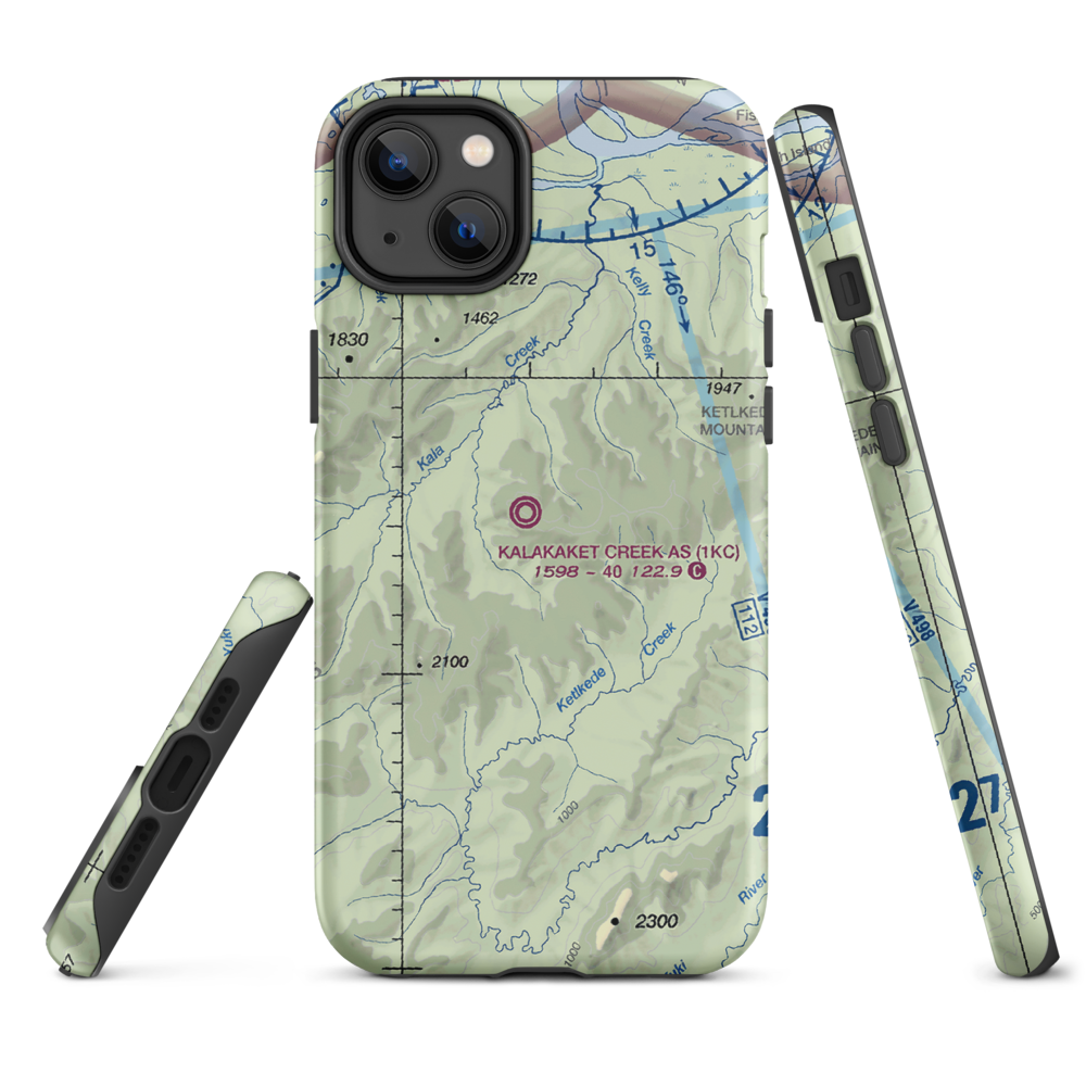 Kalakaket Creek AS Airport (1KC) VFR Sectional  Tough iPhone Case iPhone 14 Plus model shown