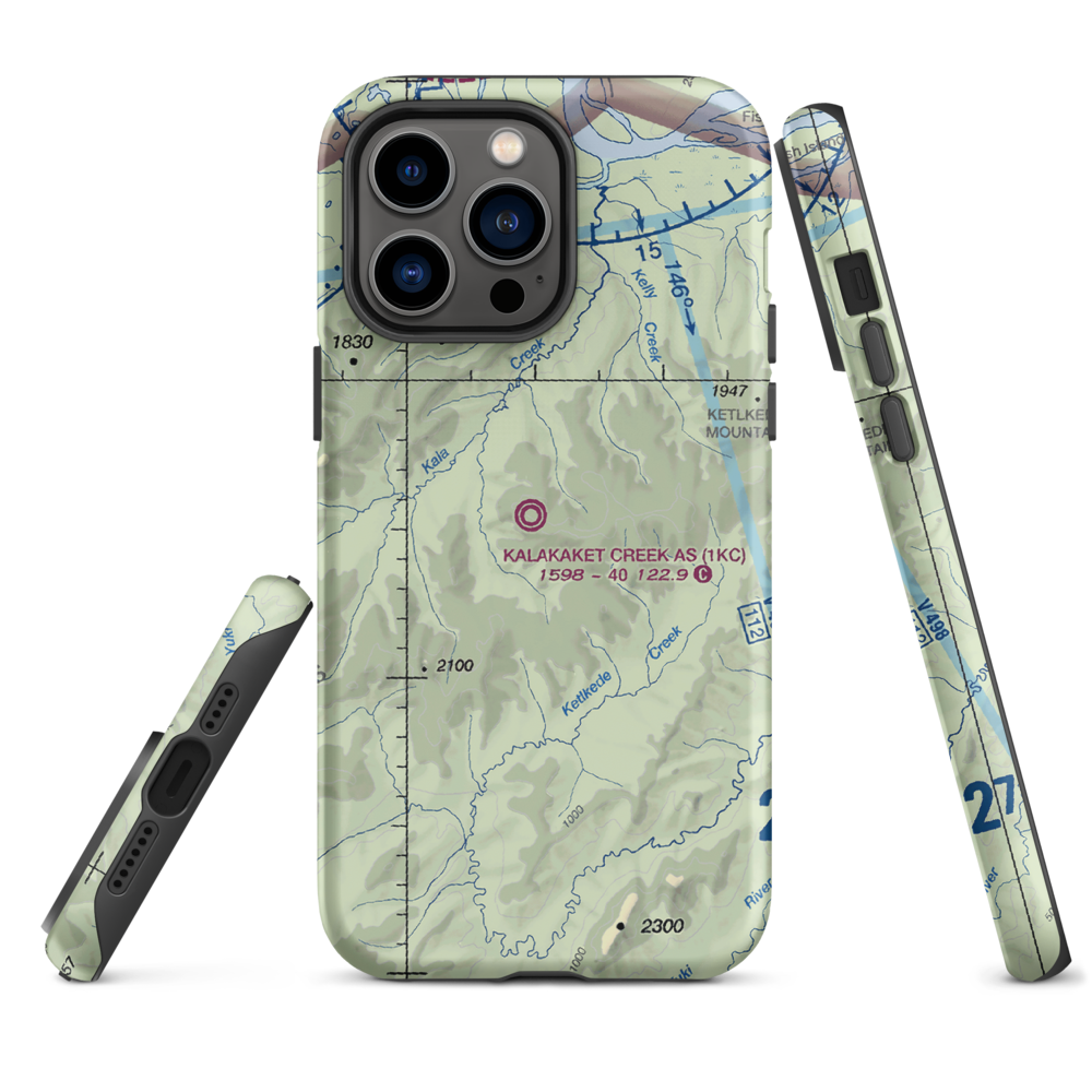 Kalakaket Creek AS Airport (1KC) VFR Sectional  Tough iPhone Case iPhone 14 Pro Max model shown