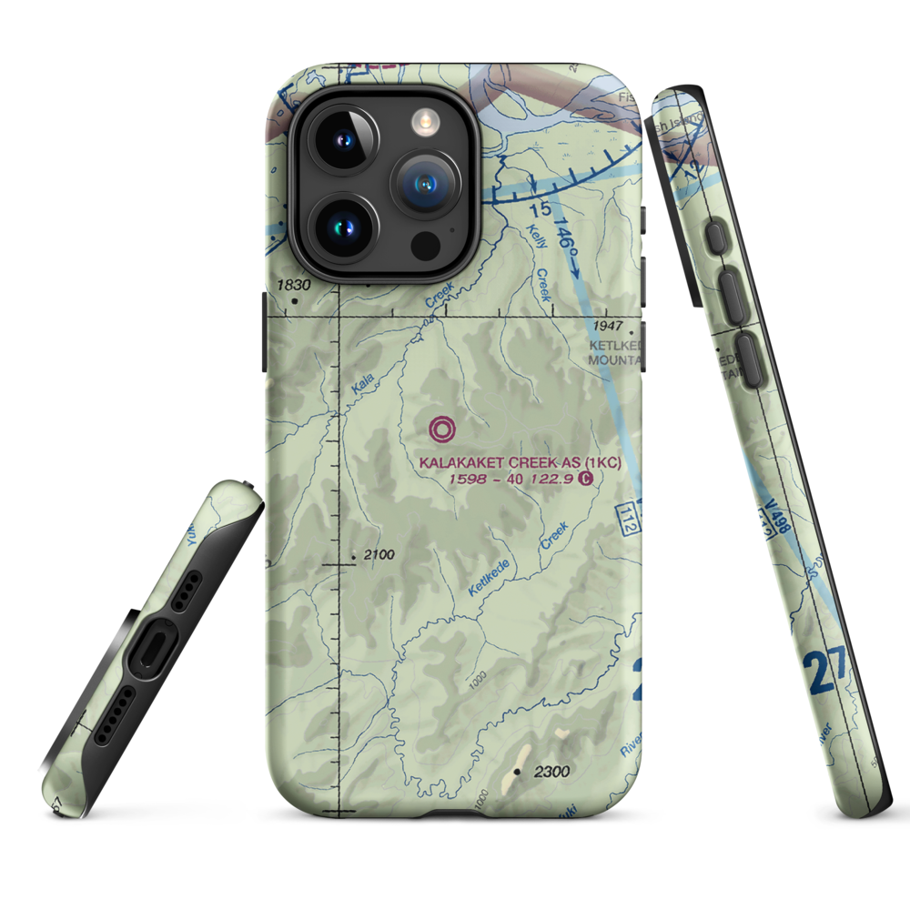 Kalakaket Creek AS Airport (1KC) VFR Sectional  Tough iPhone Case iPhone 15 Pro Max model shown
