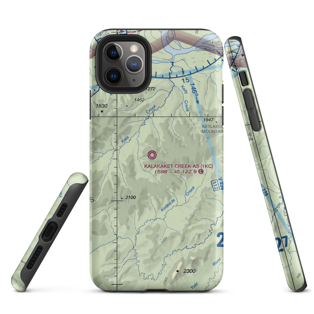 Kalakaket Creek AS Airport (1KC) VFR Sectional  Tough iPhone Case iPhone 11 Pro Max model shown