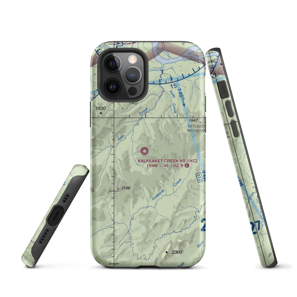 Kalakaket Creek AS Airport (1KC) VFR Sectional  Tough iPhone Case iPhone 12 Pro model shown
