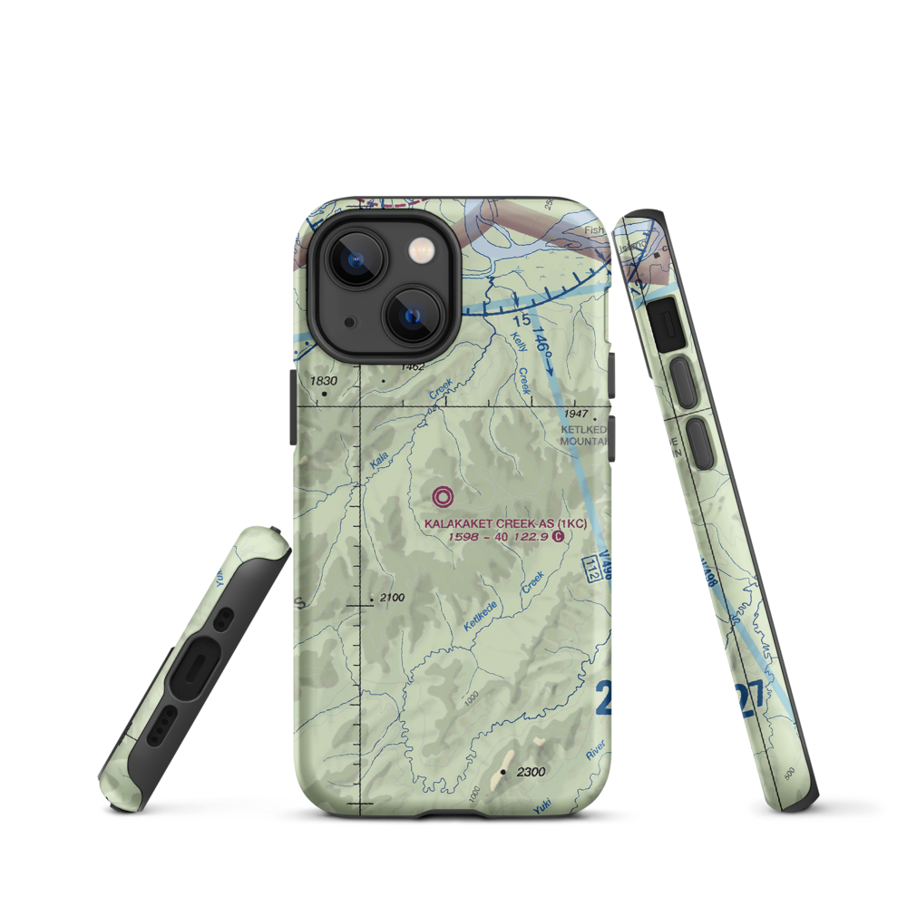 Kalakaket Creek AS Airport (1KC) VFR Sectional  Tough iPhone Case iPhone 13 mini model shown