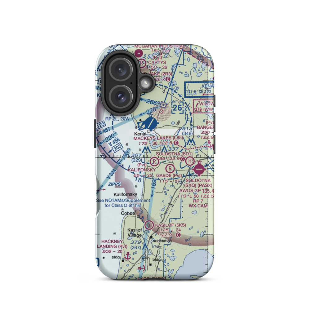 Kalifonsky Meadows Airport (0AA7) VFR Sectional  Tough iPhone Case iPhone 16 model shown