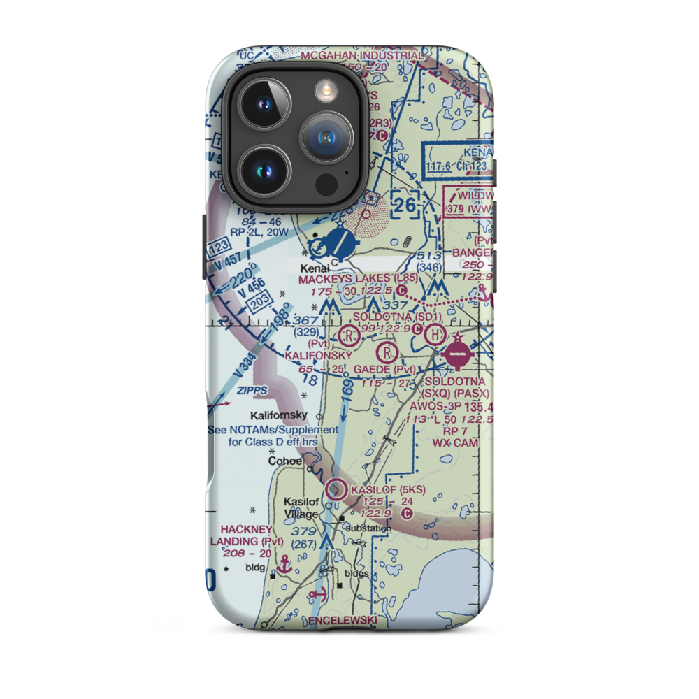 Kalifonsky Meadows Airport (0AA7) VFR Sectional  Tough iPhone Case iPhone 16 Pro Max model shown