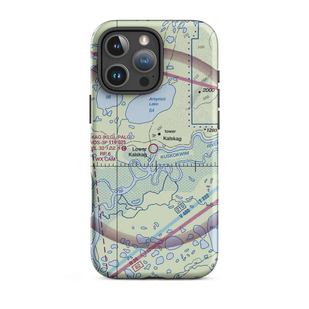 Kalskag Airport (KLG) VFR Sectional  Tough iPhone Case iPhone 16 Pro Max model shown