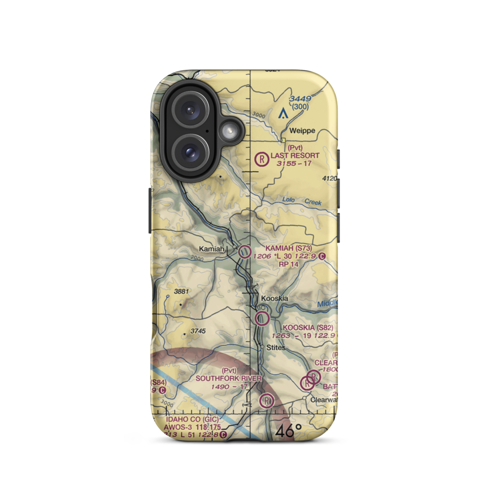 Kamiah Municipal Airport (S73) VFR Sectional  Tough iPhone Case iPhone 16 model shown