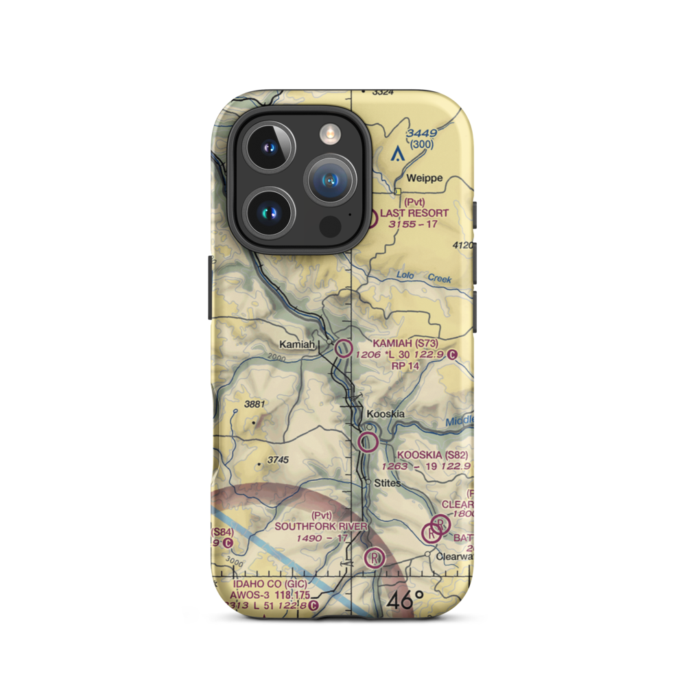 Kamiah Municipal Airport (S73) VFR Sectional  Tough iPhone Case iPhone 16 Pro model shown