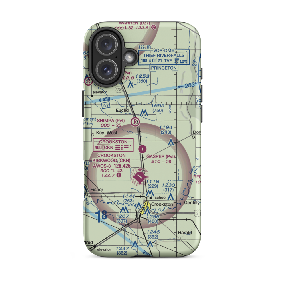 Kaml Airstrip (45MN) VFR Sectional  Tough iPhone Case iPhone 16 Plus model shown
