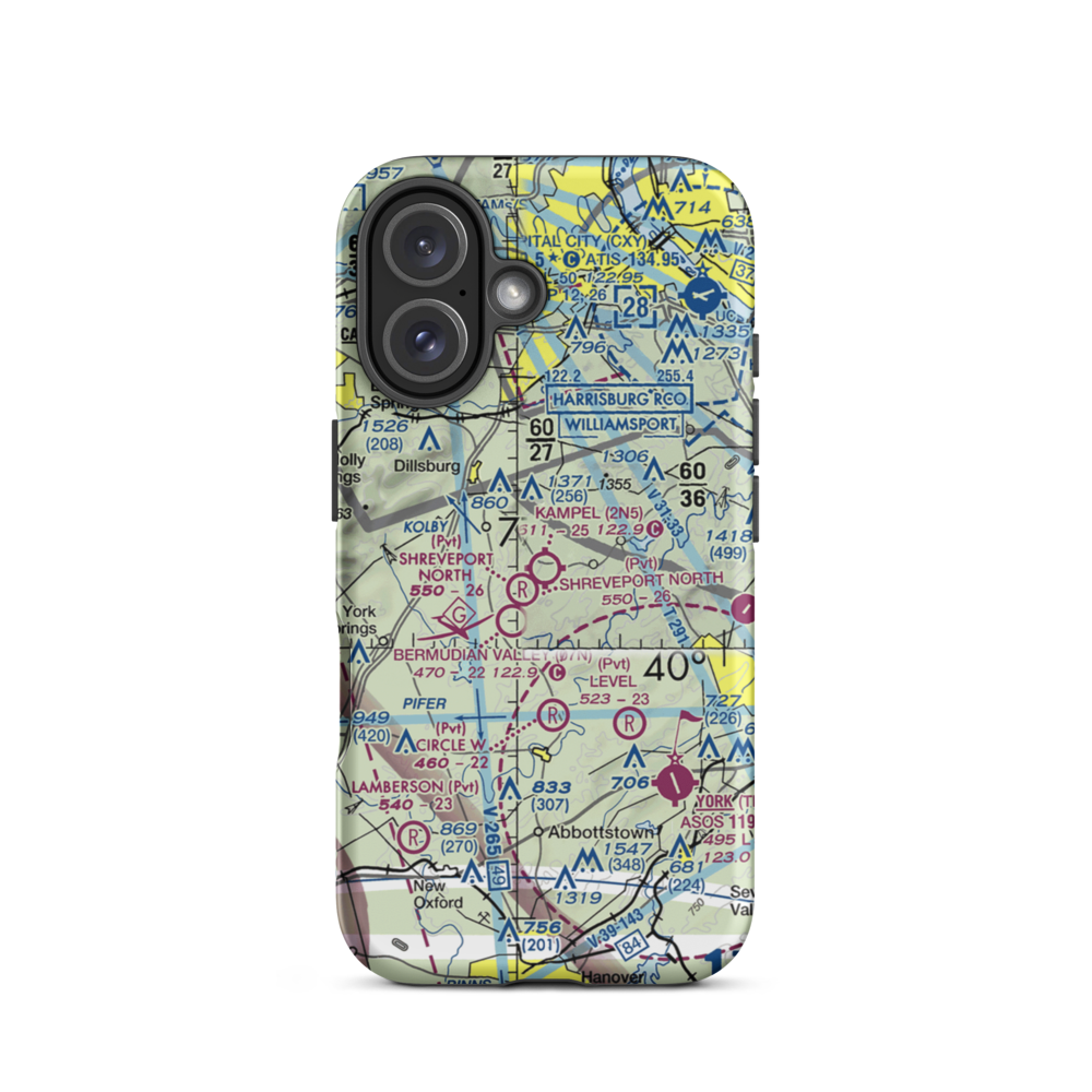 Kampel Airport (2N5) VFR Sectional  Tough iPhone Case iPhone 16 model shown