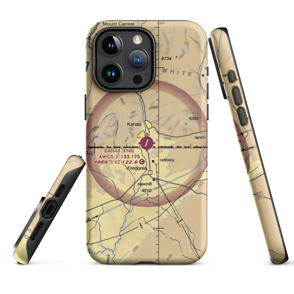 Kanab Municipal Airport (KNB) VFR Sectional  Tough iPhone Case iPhone 15 Pro Max model shown