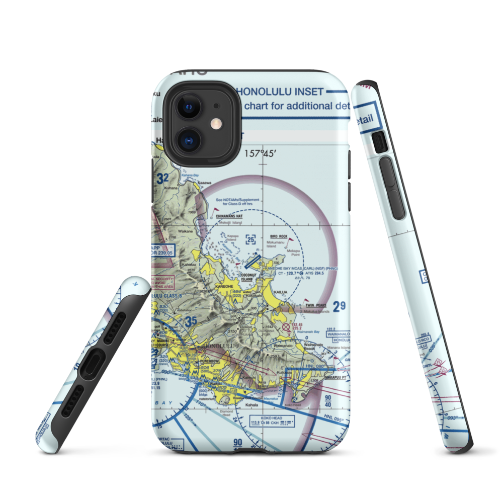 Kaneohe Bay MCAS (Marion E. Carl Field) Airport (NGF) VFR Sectional  Tough iPhone Case iPhone 11 model shown