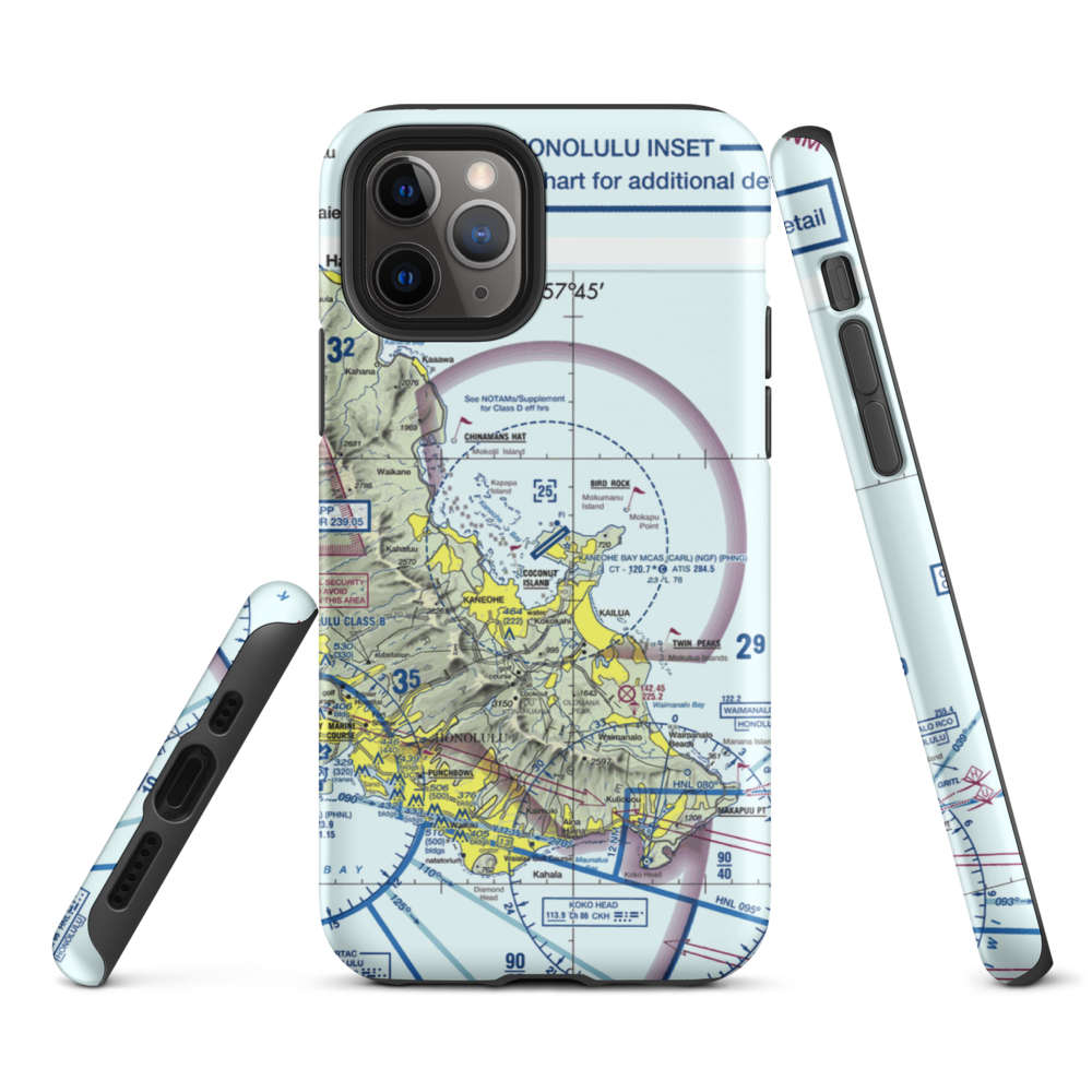 Kaneohe Bay MCAS (Marion E. Carl Field) Airport (NGF) VFR Sectional  Tough iPhone Case iPhone 11 Pro model shown