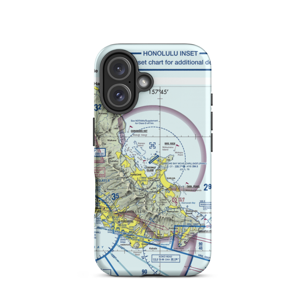 Kaneohe Bay MCAS (Marion E. Carl Field) Airport (NGF) VFR Sectional  Tough iPhone Case iPhone 16 model shown