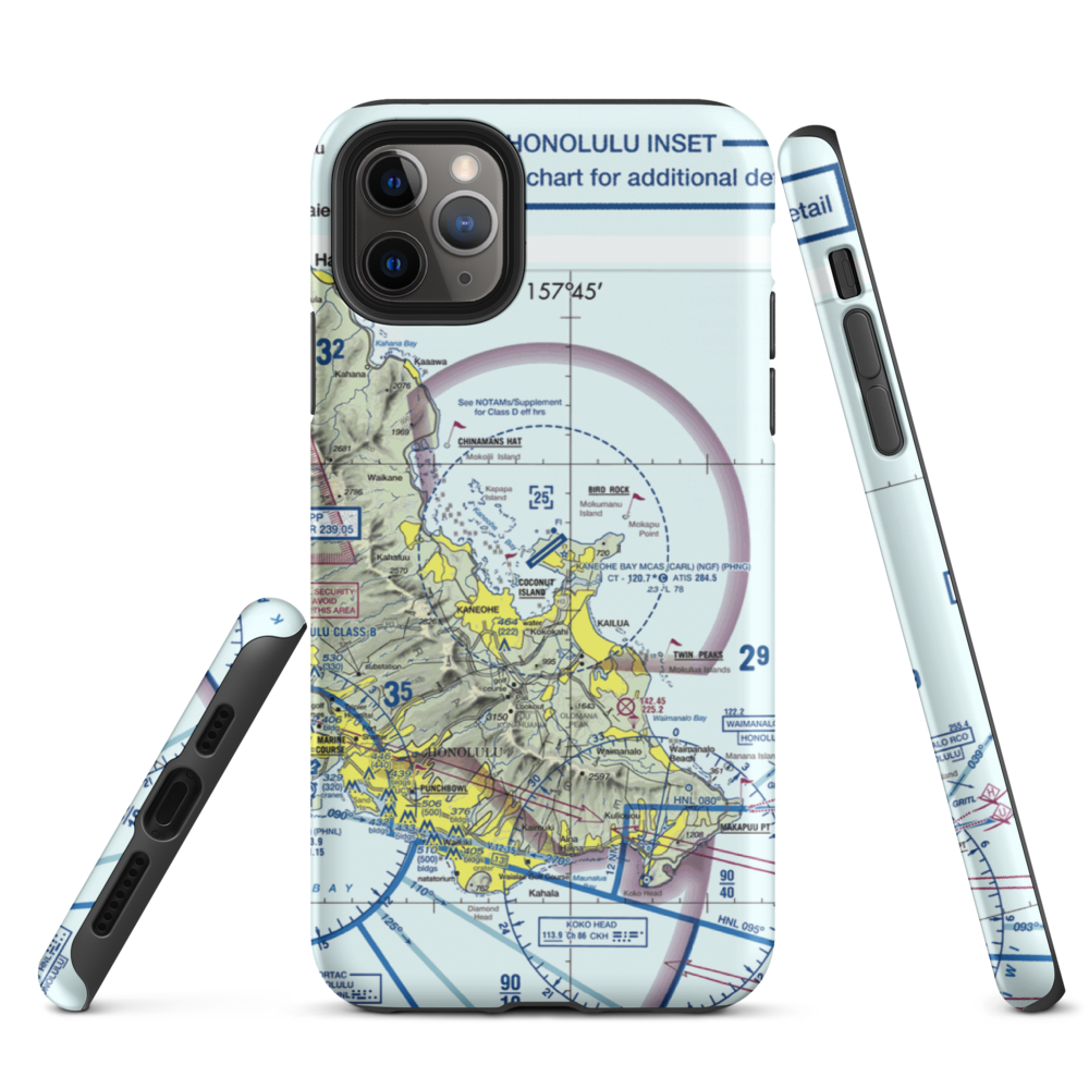 Kaneohe Bay MCAS (Marion E. Carl Field) Airport (NGF) VFR Sectional  Tough iPhone Case iPhone 11 Pro Max model shown